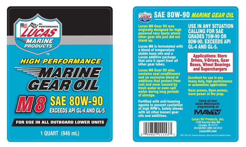 Lucas Oil M8 High Performance Gear Oil SAE80w90 Quart
